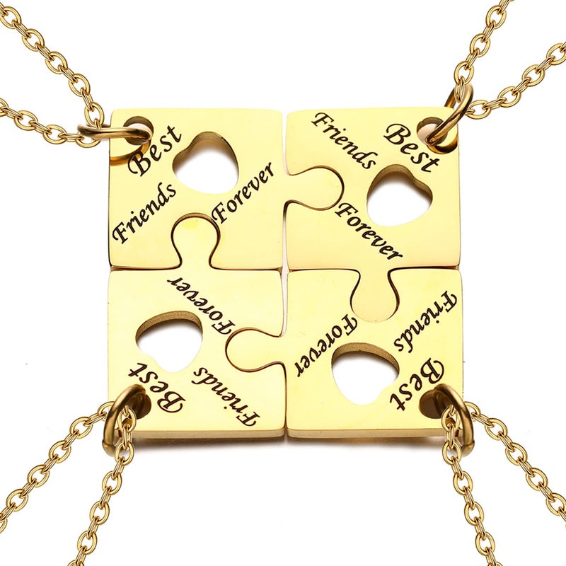 Yonhon 4 BFF Best Friend Necklace Puzzle Friendship Necklace for 4 - Image 1